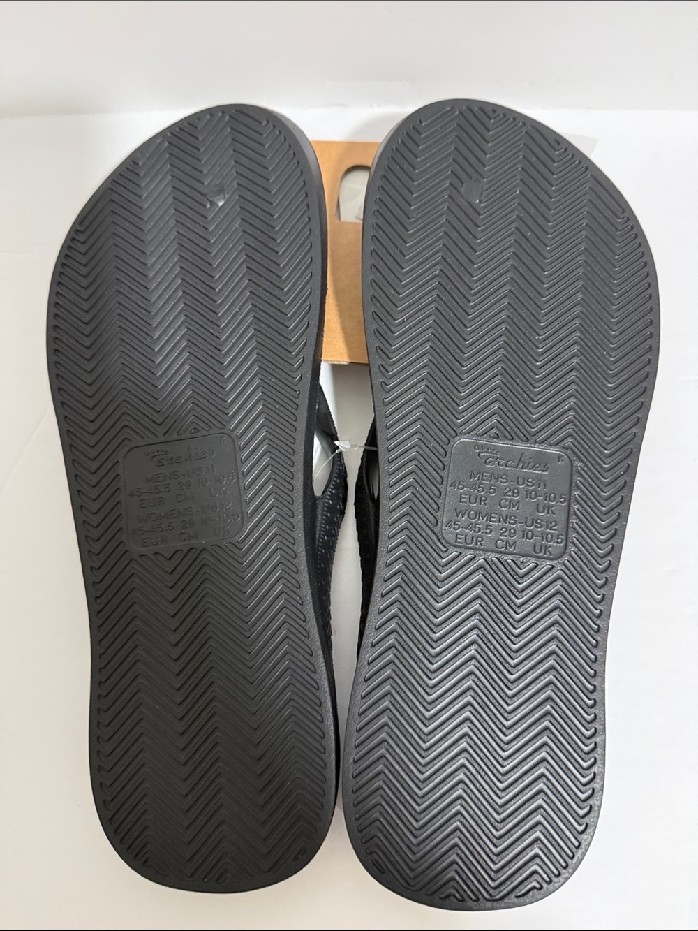 Archie’s Unisex Black High Arch Flip Flops Mens US 11 - Picture 3 of 5